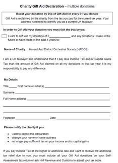 View Charity Gift Aid Declaration form