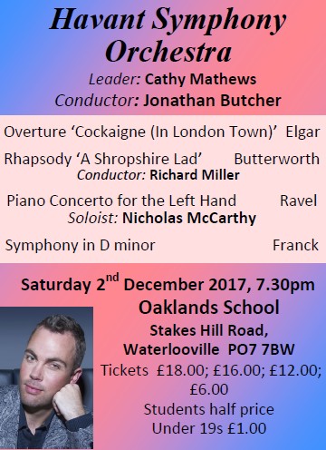 HSO Concert at Oaklands School 2nd December 2017